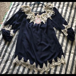 Super cute boutique navy with lace dress